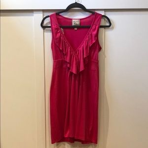 Pink v-neck above knee dress